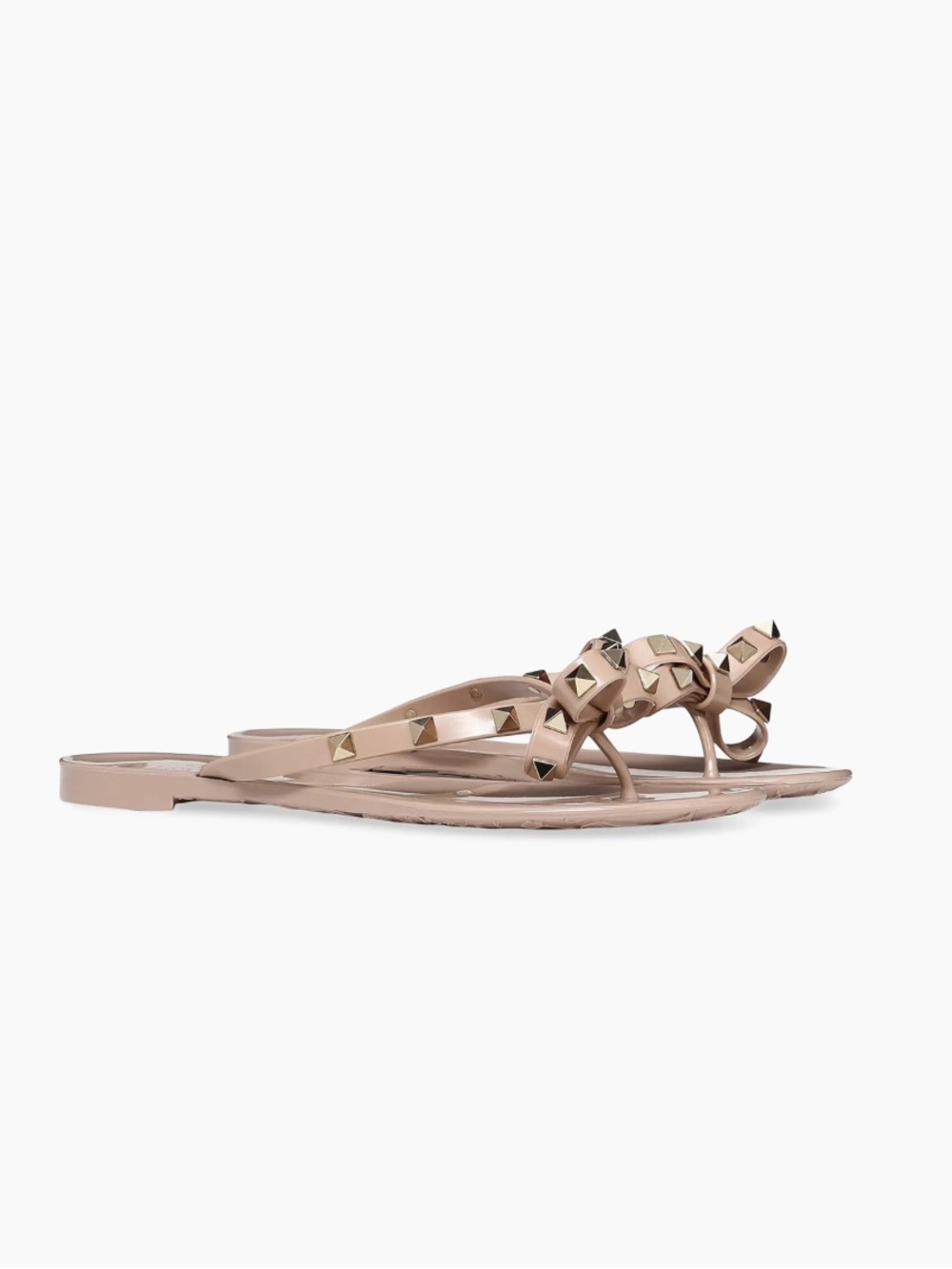 Valentino Garavani Rockstud Flat Thong Rubber Slippers Sandals Poudre Size 9 39 - Picture 4 of 13